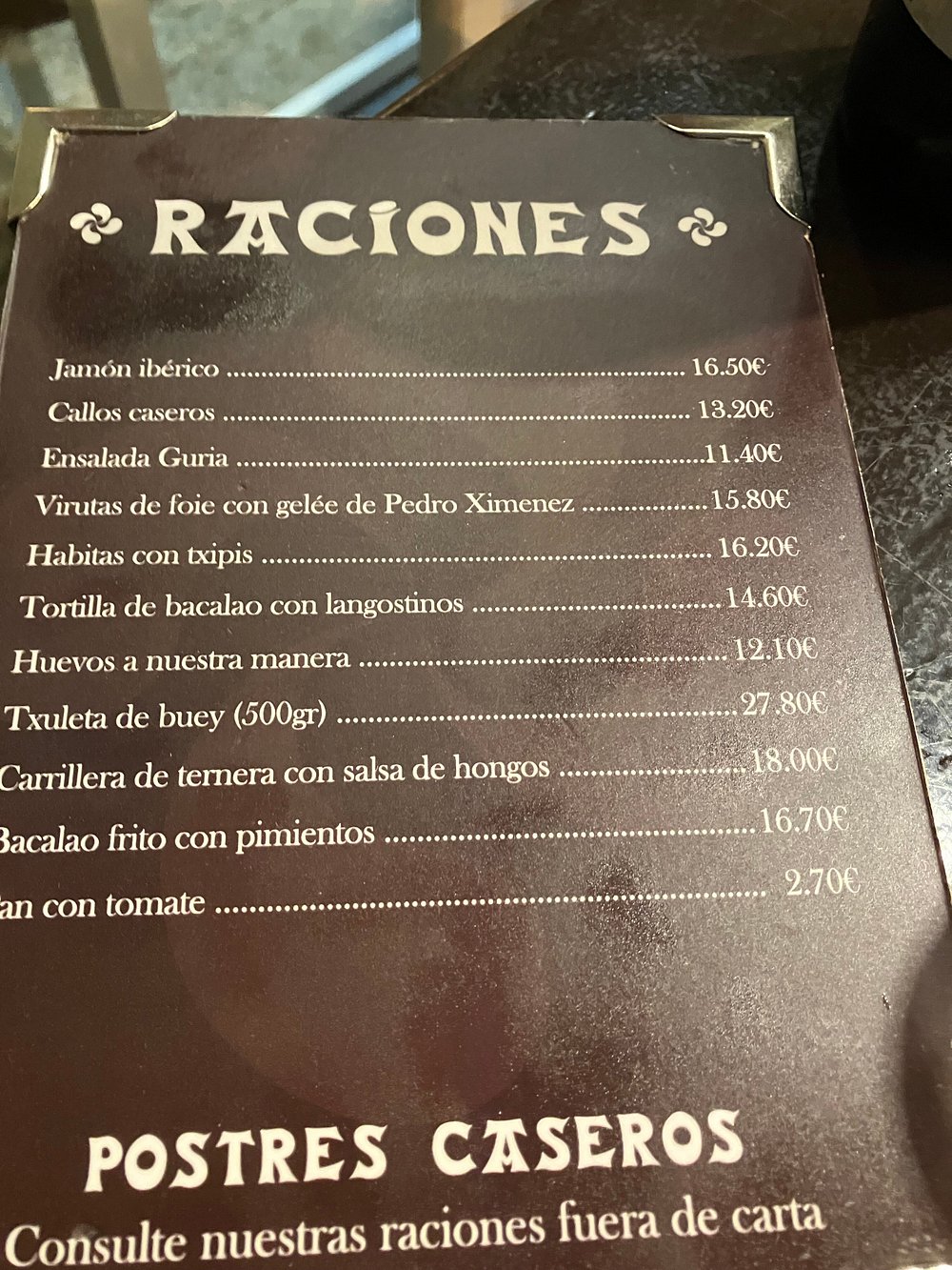 Guria Taberna menu 2